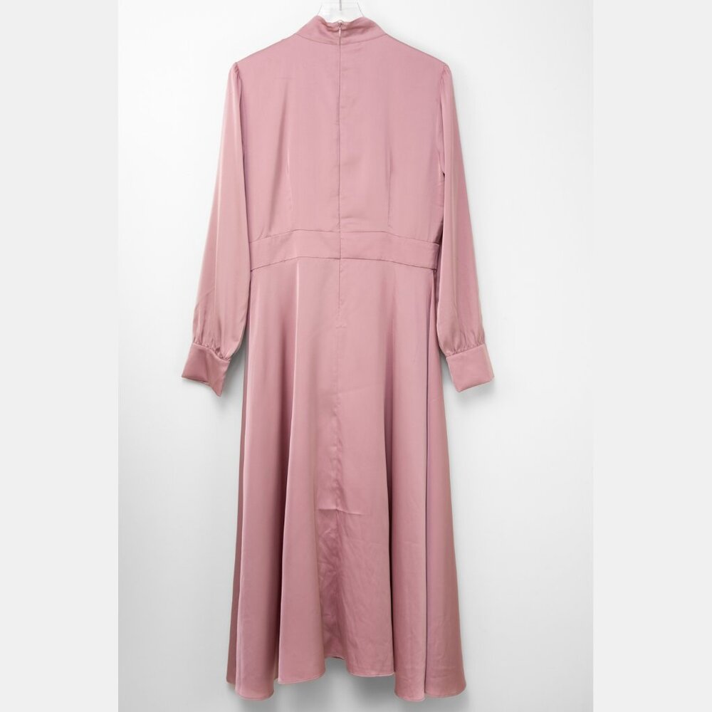 Alexia Admor Brooklyn Dress Mock Neck Midi Fit & Flare Blush Pink Size 12 New - Picture 3 of 10